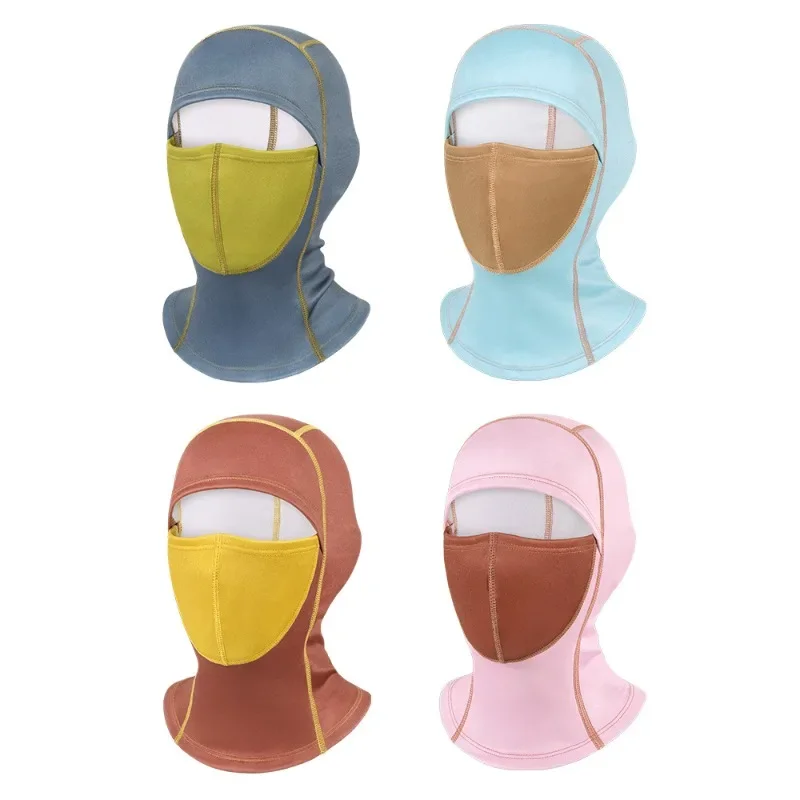 Men Women Winter Color Block Fleece Balaclava, Full Face Windproof Thermal Helmet Liner for Skiing Cycling Outdoor Sports