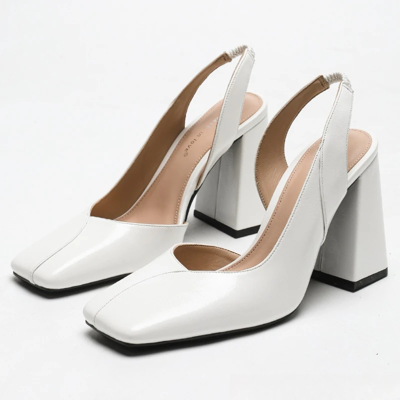 

Elegant Chunky Heel Women Pumps Fashion Square Toe Hollow Design Dress Heeled Sandal Luxury Party Designer High Heels for Ladies