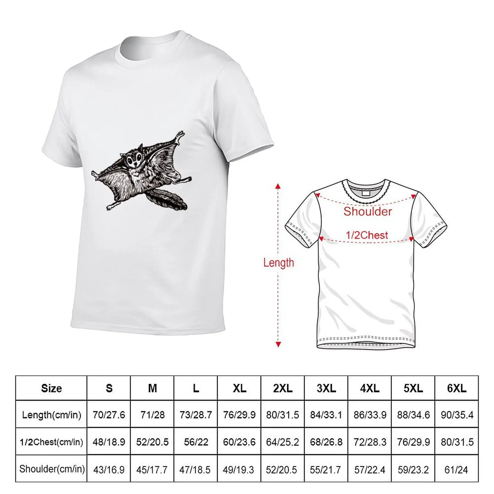 Flying Squirrel linocut T-Shirt plain blacks mens graphic t-shirts big and tall