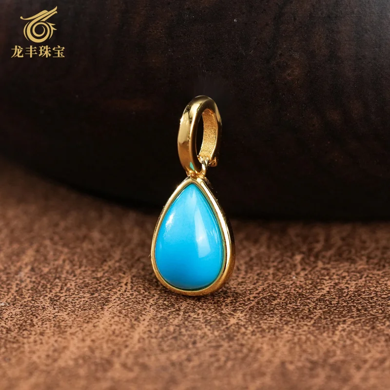 Meisong Drop S925 Silver Plated 18k Gold High Porcelain Green Turquoise Simple Elegant Women's Pendant