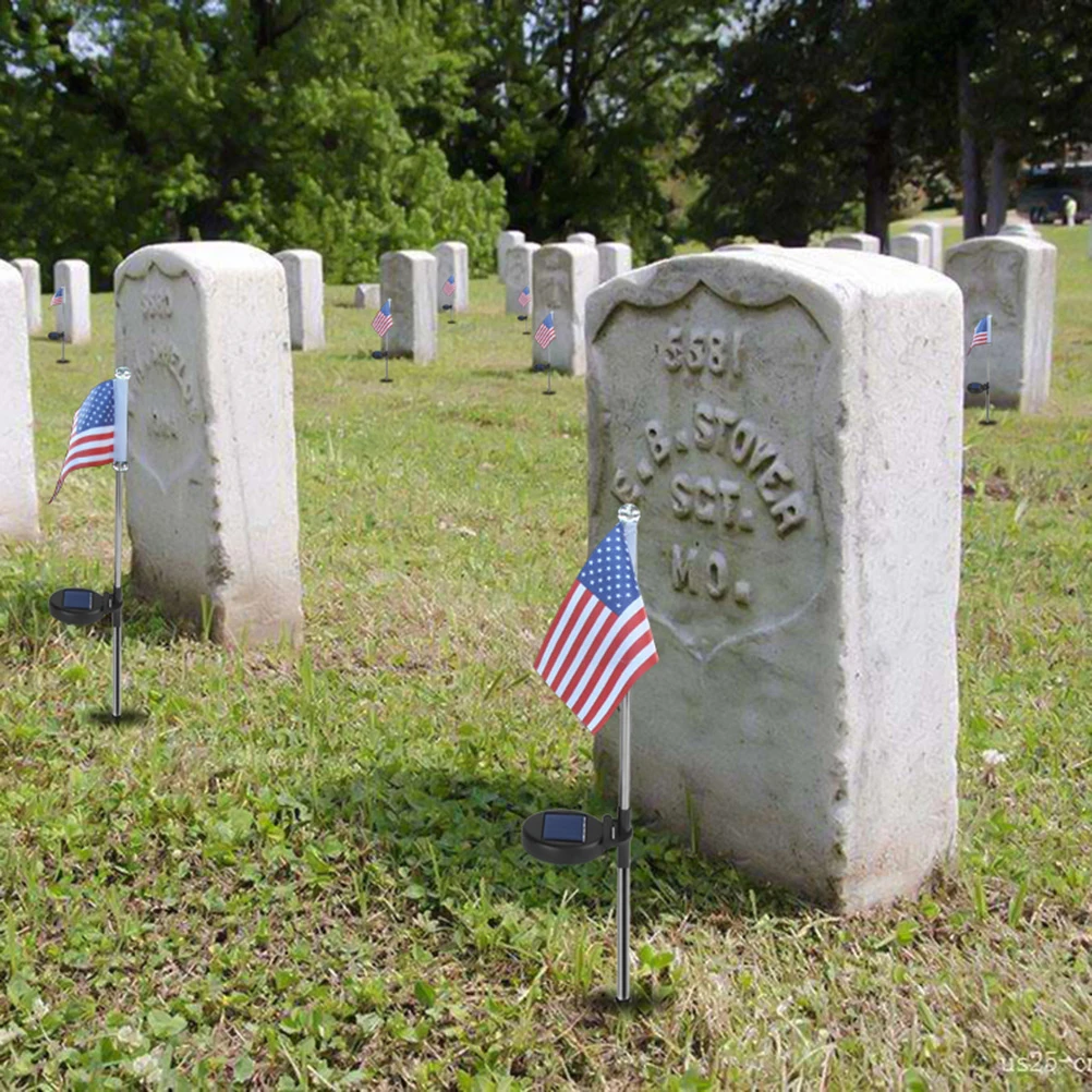 

Solar Flag Lights Lighting Backyard Outdoor Power for Outdoors LED Decorative Garden Stakes American