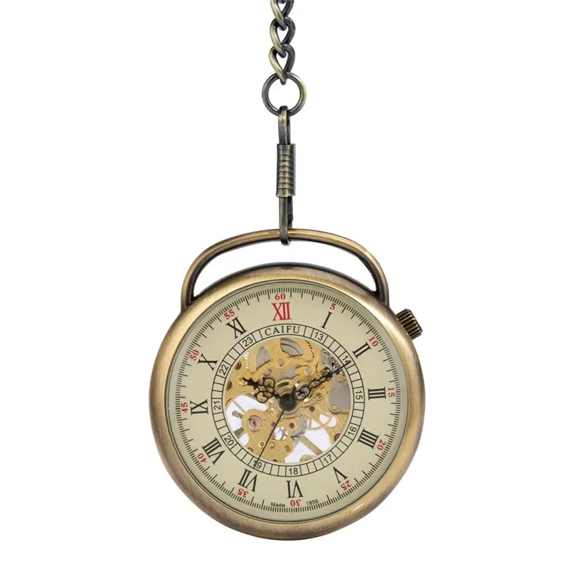 Antique Classical Open Face Pocket Watch Mens Womens Handwinding Mechanical Watches Roman Numeral Clock Pendant Chain Watches