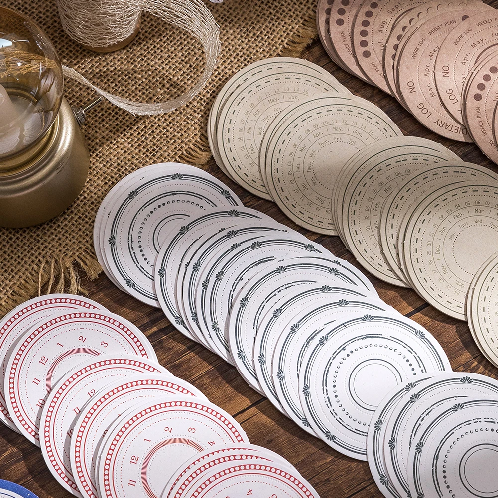 50 unids/pack Vintage INS ahuecado borde circular nota se puede rasgar ahuecado anillo DIY papel de fondo decorativo