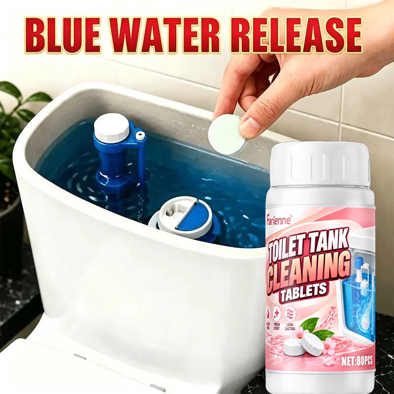 Farienne 80PCs Toilet Tank Cleaning Tablets Toilet Bowl Cleaner Fresh Scent Limescale Remover Automatic Bathroom Cleaning