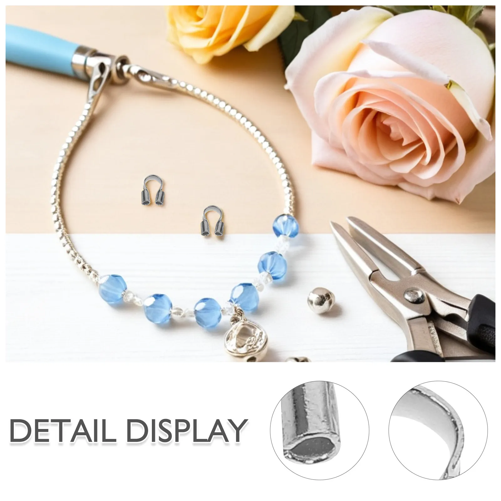 500Pcs Wire Guardian U Shape Thread Protector Cable Protector Terminator for Bracelets Necklaces Jewelry Making Silver