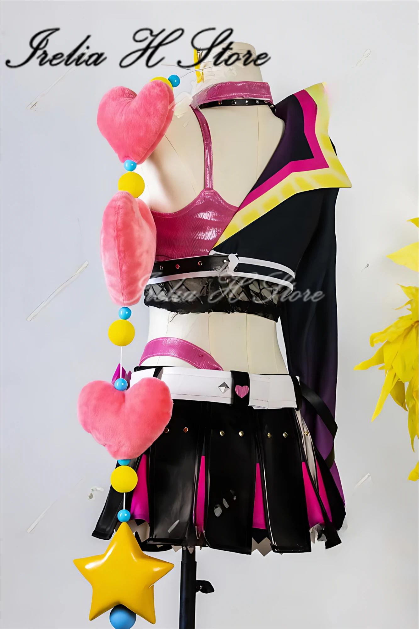 Irelia H 발렌타인 데이 징크스 LOLM Jinx Love Tapedeck 코스프레 의상 여성용 신발 가발 맞춤형