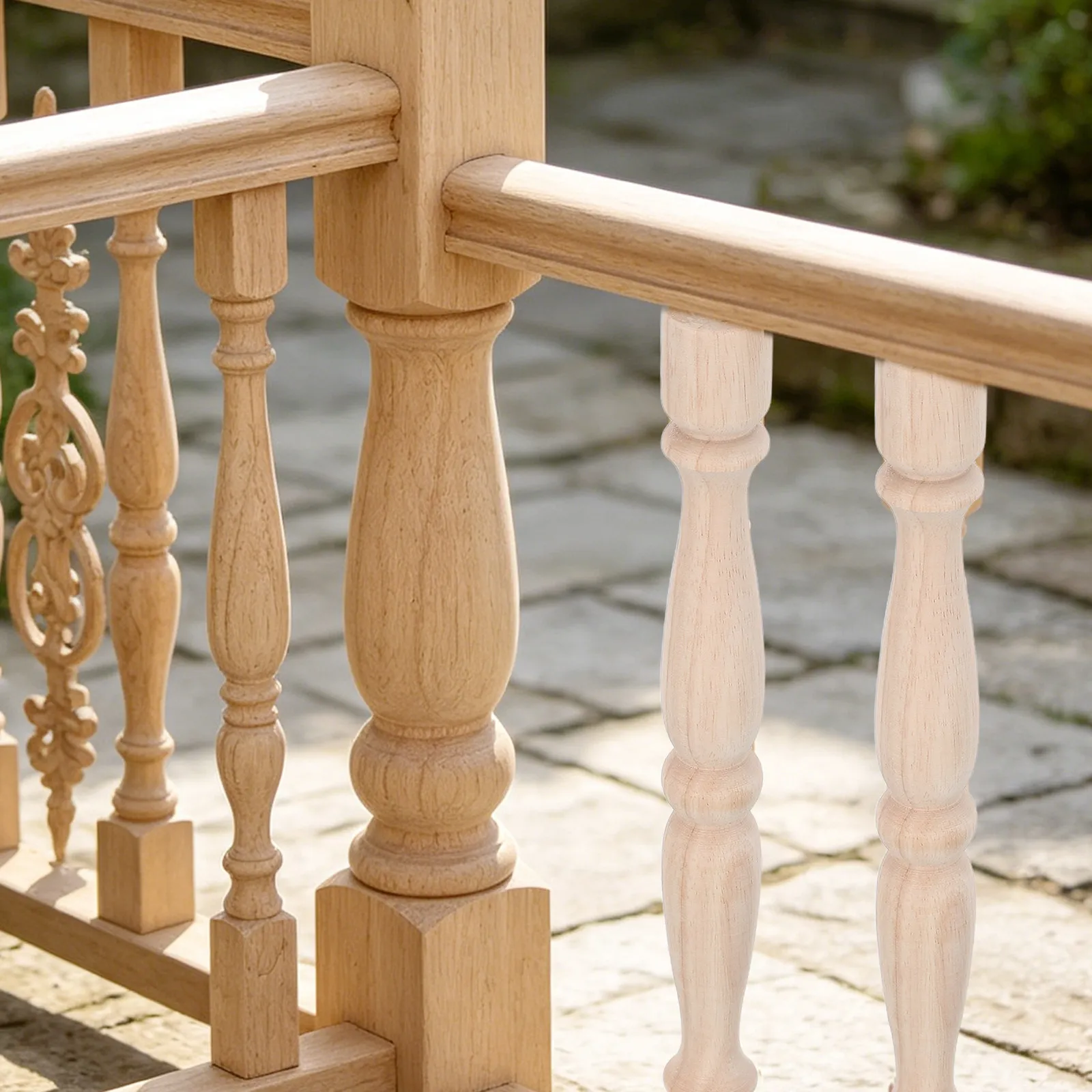 Wooden Baluster Spindle Unfinished Hand-Carved European Decorative Post for Indoor Staircase Railing DIY Furniture Repair