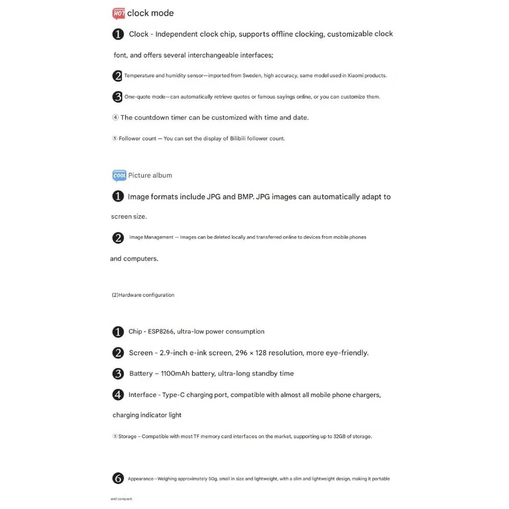 شاشة حبر قارئ الكتب الإلكترونية 2.9 بوصة قارئ راحة اليد الصغيرة ورق إلكتروني مخصص محمول 296x128 بكسل ساعة حماية العين