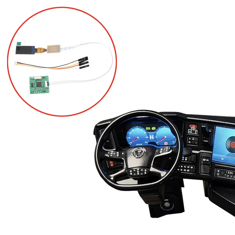 1 Stück Kabinenmodell-Instrumentencluster, 0,96-Zoll-Display, detailliertes Armaturenbrett-Zubehör für 1/14 Scania 770S RC-Traktor-LKW