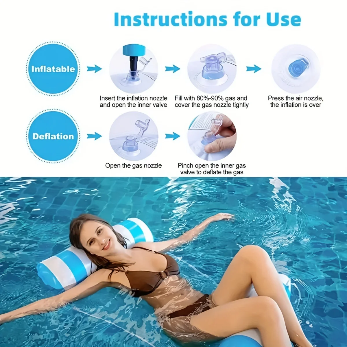 Aufblasbare Pool-Hängematte, Liege, Wasser-Hängematte für Erwachsene, 220 lbs, verdicktes PVC, für Pool, Strand, See, sommerlichen Wasserspaß – Detail 9