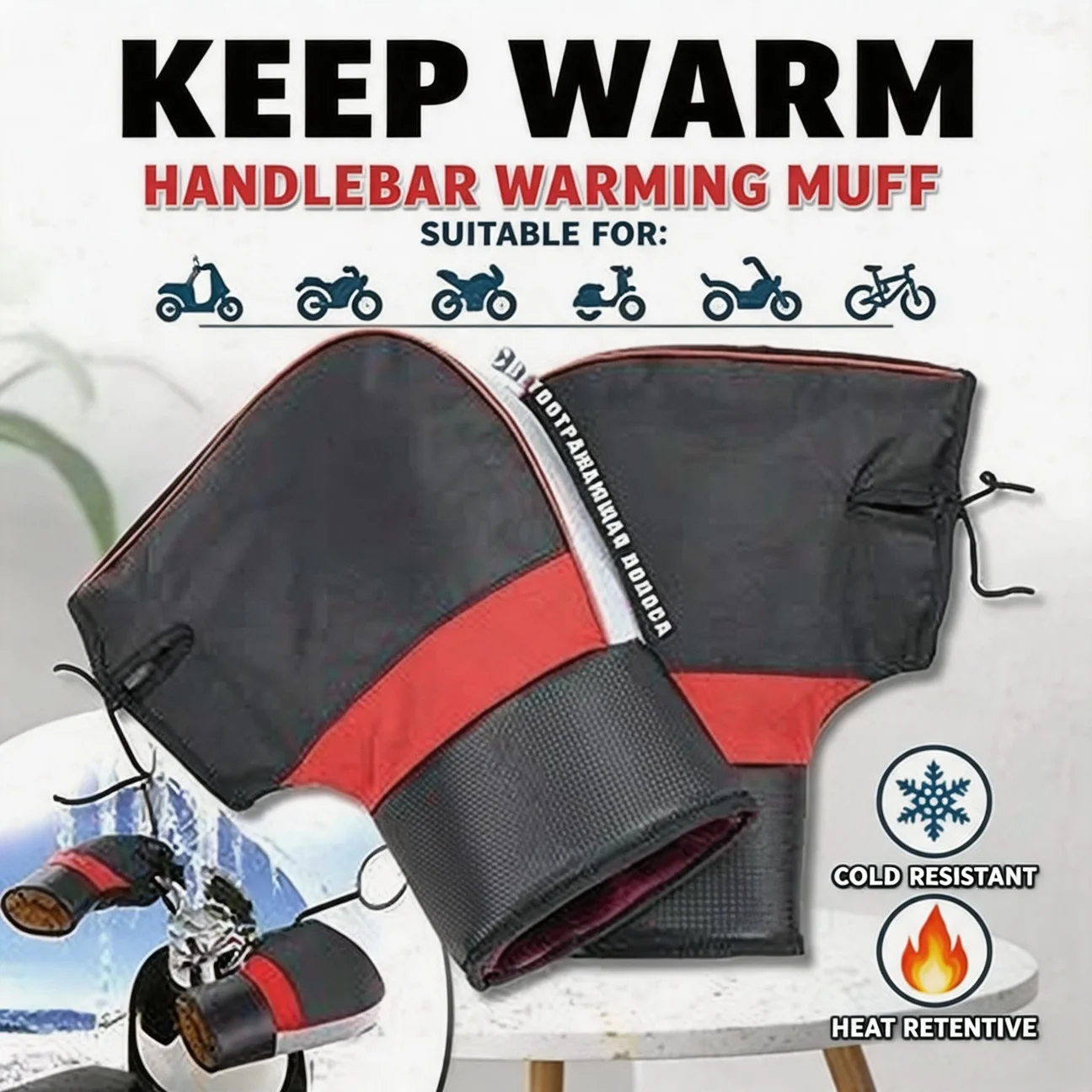 Winter Motorcycle Cold Protection Gloves Waterproof Scooter Handlebar Grip Muffs Motorbike Guantes Thicken Warm Cover Windproof
