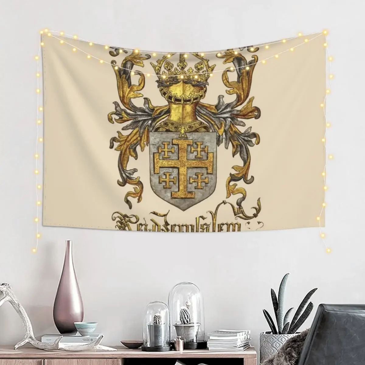 Kingdom of Jerusalem Coat of Arms - Livro do Armeiro-Mor Tapestry Anime Decor Bedroom Organization And Decoration Tapestry