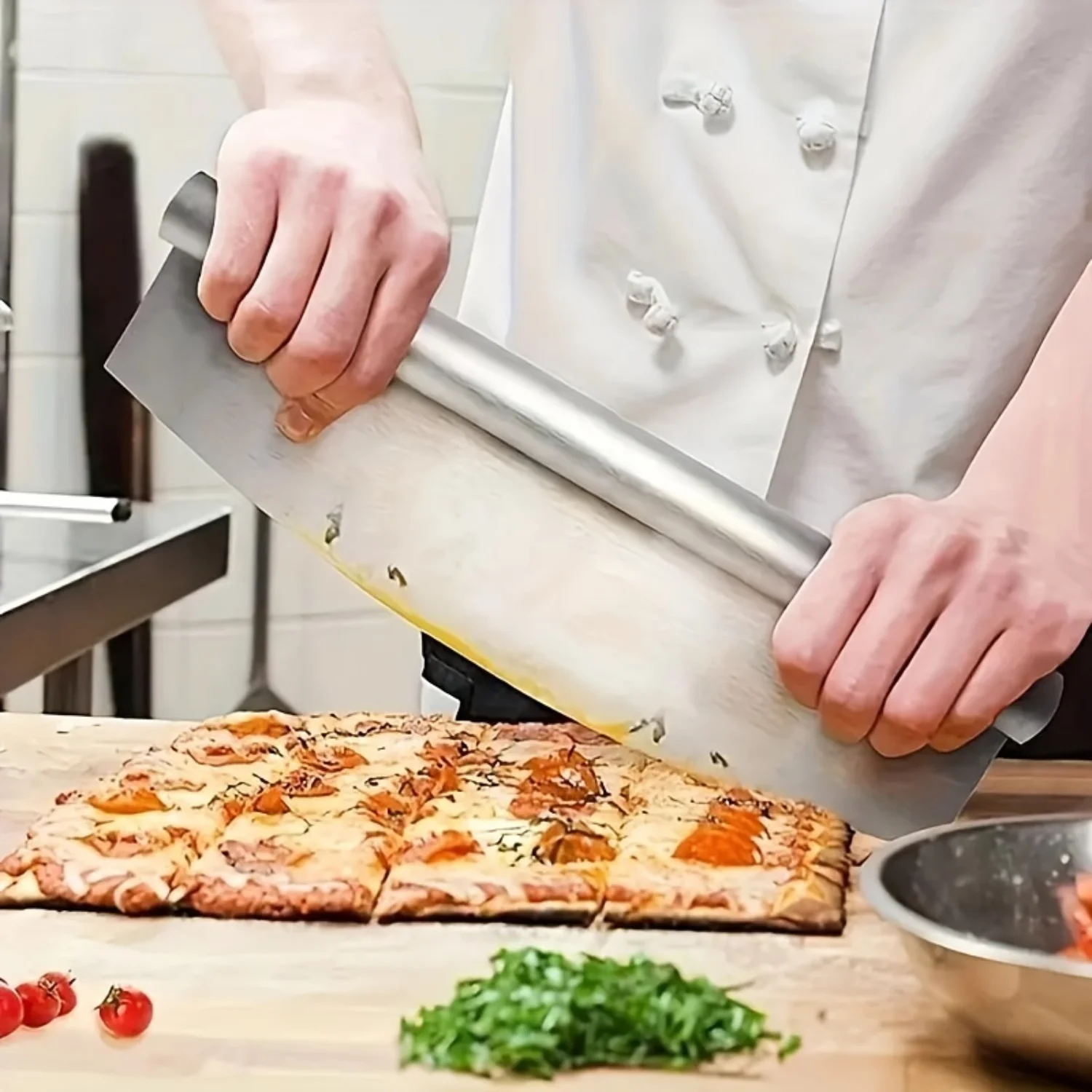 Stainless Steel Pizza Cutter - Effortless Half-Rocker Design - Versatile & Stylish for Perfect Slices - Durable & Easy Cleanup -