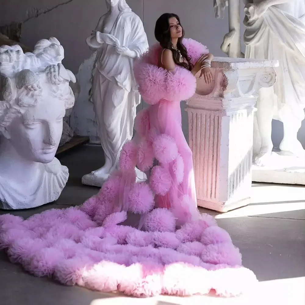 

Amazing Pink Bloom Long Women Maxi coat With Floral Jacket Beautiful 3D Hanmade Flower cloak Bridal cape