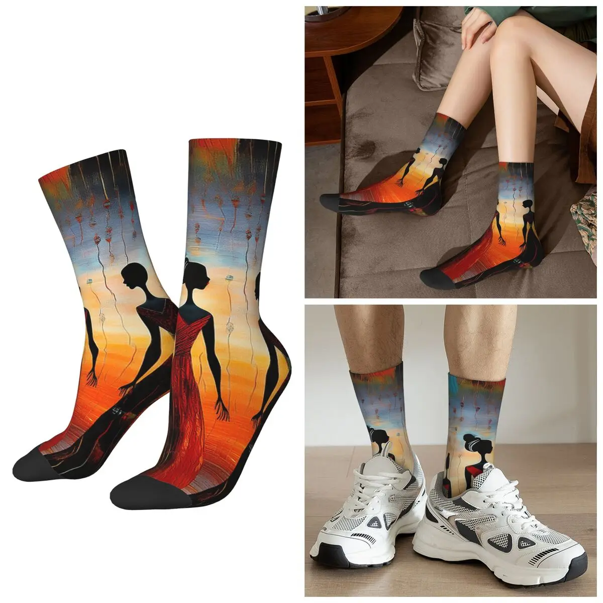 

Носки в африканском племенном стиле с художественным рисунком, носки в стиле Харадзюку, высококачественные носки унисекс, подарки на День святого Валентина