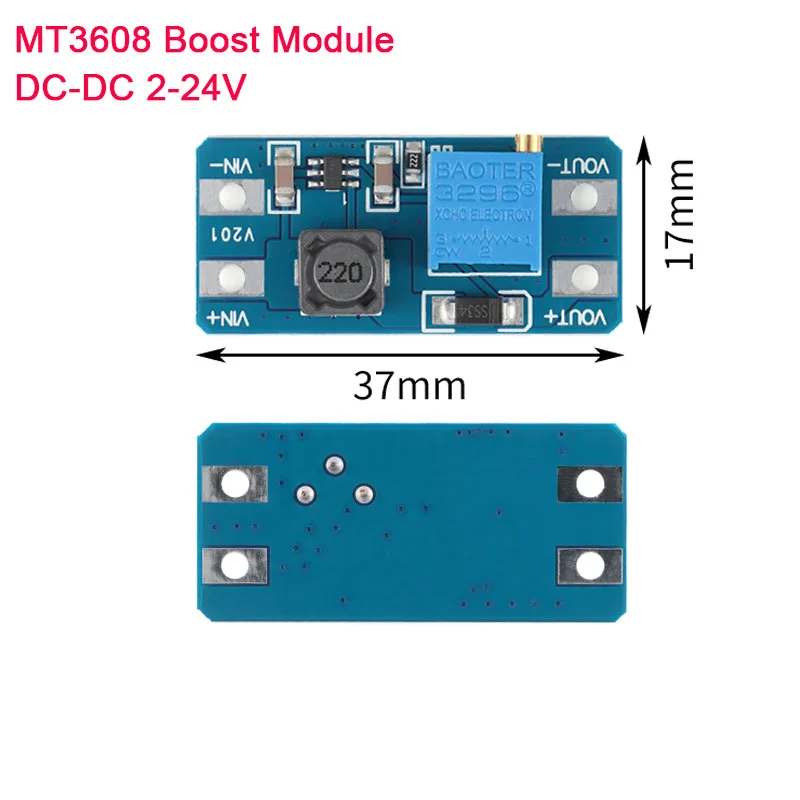 MT3608 DC-DC Verstelbare Boost Module 2A Dc Dc Boost Step Up Converter Module 2V-24V Naar 5V 9V 12V 28V Power Module Booster
