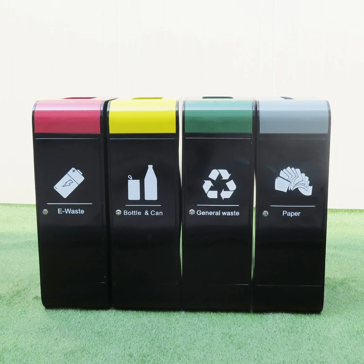 design recycle bin containers unique square trash can thermoplastic coating metal mesh waste bins supplier