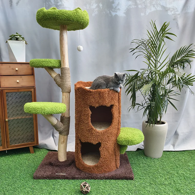 

Solid wood cat climbing frame, cat nest, cat tree integrated, sisal cat jumping platform, cat toy tree hole series