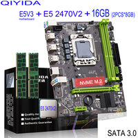 QIYIDA X79 motherboard set with LGA1356 Xeon E5 2470V2 cpu 2pcs x 8GB = 16GB 1600MHz 12800R DDR3 memory ram X79 E5 V3