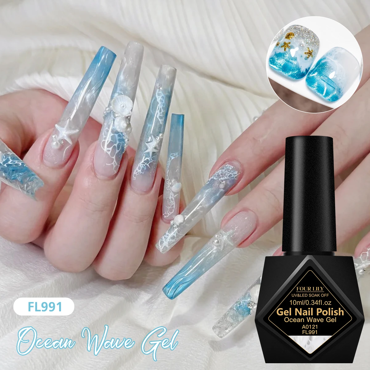10ml Bubble Ocean Wave Gel Nagellack Weißer Nagellack mit Spitzenmuster und Hohldesign, UV-Gel-Lack zum Einweichen, Nagelzubehör für DIY