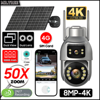 4K Dual Screen AOV Solar Camera 50X Zoom 4G SIM Home Outdoor Surveillance 10MP 24/7 Recording Auto Tracking Security CCTV IP Cam