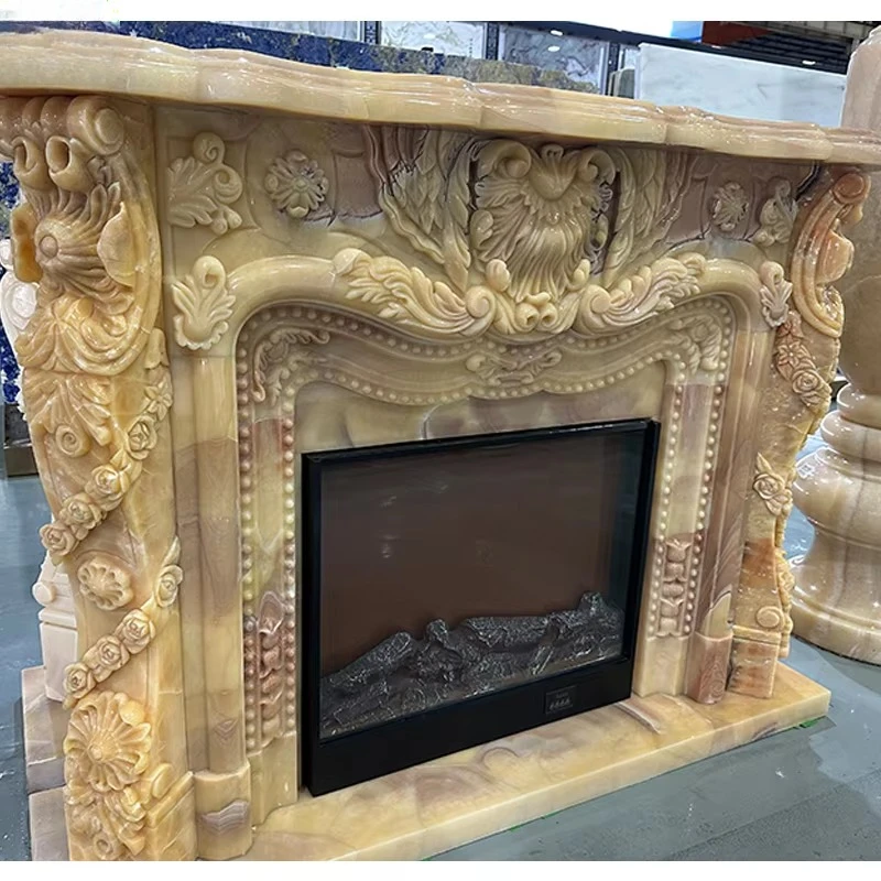 Stylish Indoor Decorative Corner Easy Corner Natural Stone White Marble for Sale Modern Italian Fireplace Arabescato Marble