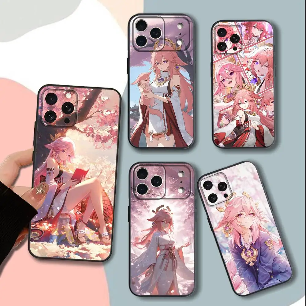 

Sakura M-MikoS Pink Phone Case For iPhone 15,13,16,12,11,17,14,Plus,Pro,Max,XS,XR,X,SE,Mini,Soft Silicone Black Cover