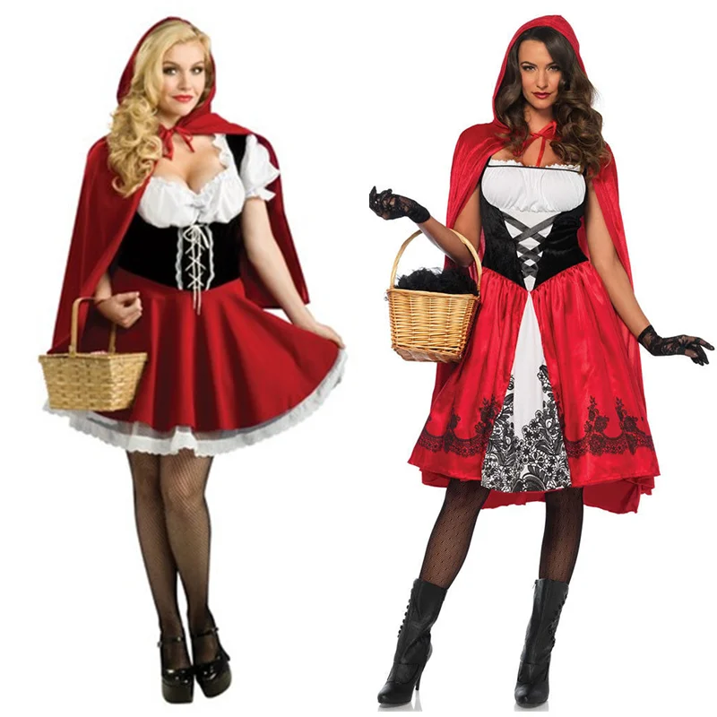 Erwachsene Frauen kleine rote Reit haube Kostüm Halloween Kleid Cape Outfit Märchen Rollenspiel Cosplay Fantasia Kostüm