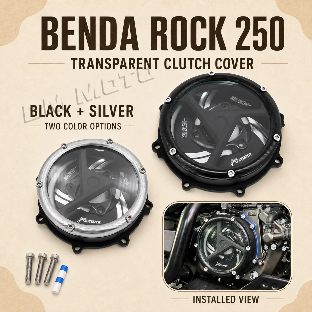 BENDA ROCK 250 Motorbike Clear Clutch Cover Engine Side Fairing Modification Parts