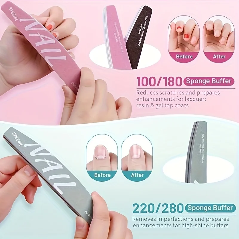 13 قطعة من مبرد أظافر أكريليك، مبرد أظافر خاص قابل لإعادة الاستخدام، أظافر جل، أظافر طبيعية، أداة تشذيب الأظافر للمنزل والصالون #4