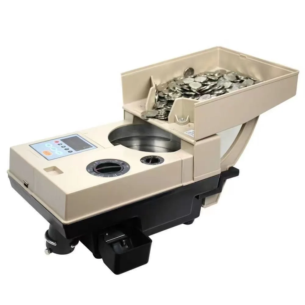 Euro Coin Counting Machine 220V New Motor Portable Fully Automatic 1000-2000pcs Counter 1-Year Warranty Industrial Equipment