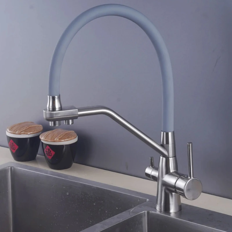 Filtered Kitchen Faucet 360 ° Rotating Purification Tap 3-Way Mixer for Kitchen Sinks Water Tap