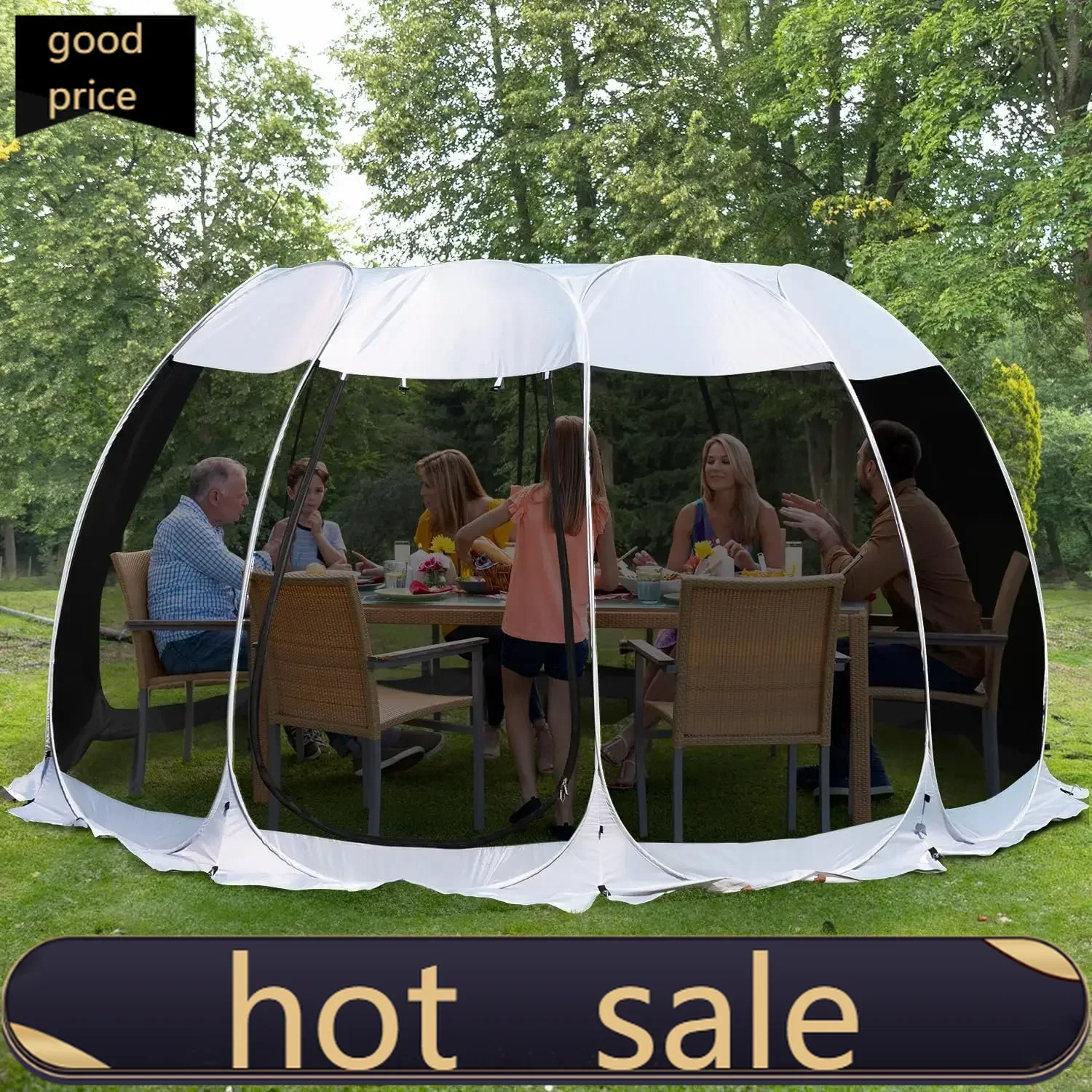 

Бестселлер: Палатка-тент Screen House Gazebo, раскладная, на 6-10-15 человек, с москитной сеткой по бокам, мгновенная установка, U-образная форма