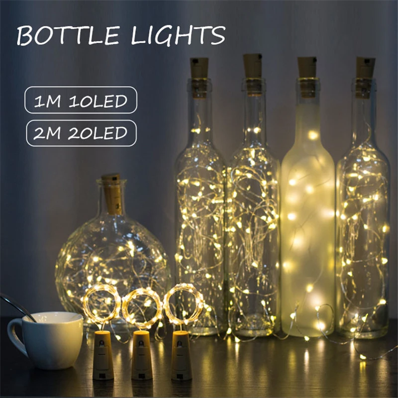 Cork Bottle Lights Battery Power LED Wine Bottle Fairy String Lights with Cork for Party Wedding Christmas Bar Decoration Lights