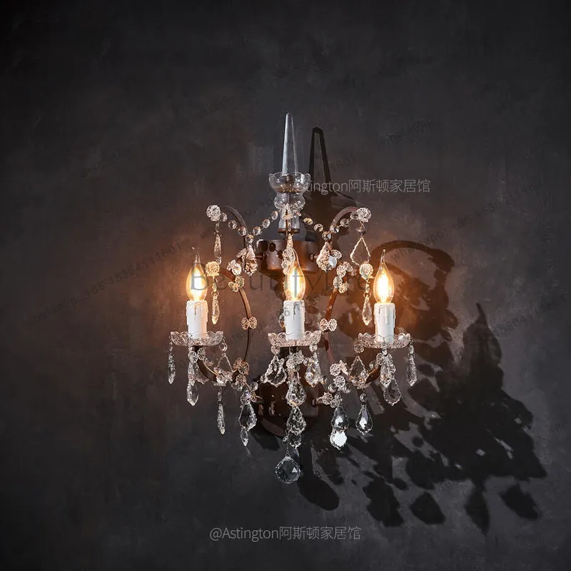 YJ European classical villa hotel high-end candlestick atmosphere crystal wall decoration can shine