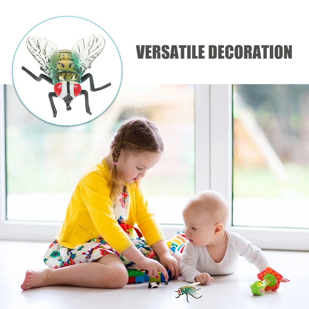 2Pcs Lifelike Plastic Fly Models Realistic Bottle Insect Figures for Science Learning Prank Joke Party