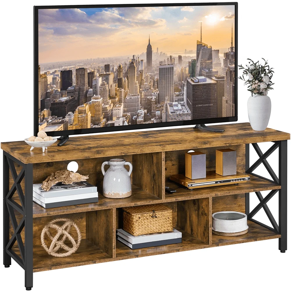 Modern Industrial TV Stand for TVs Up To 65 Inch with Storage Rustic Brown for TVs Up To 65 Inch with Storage Sturdy