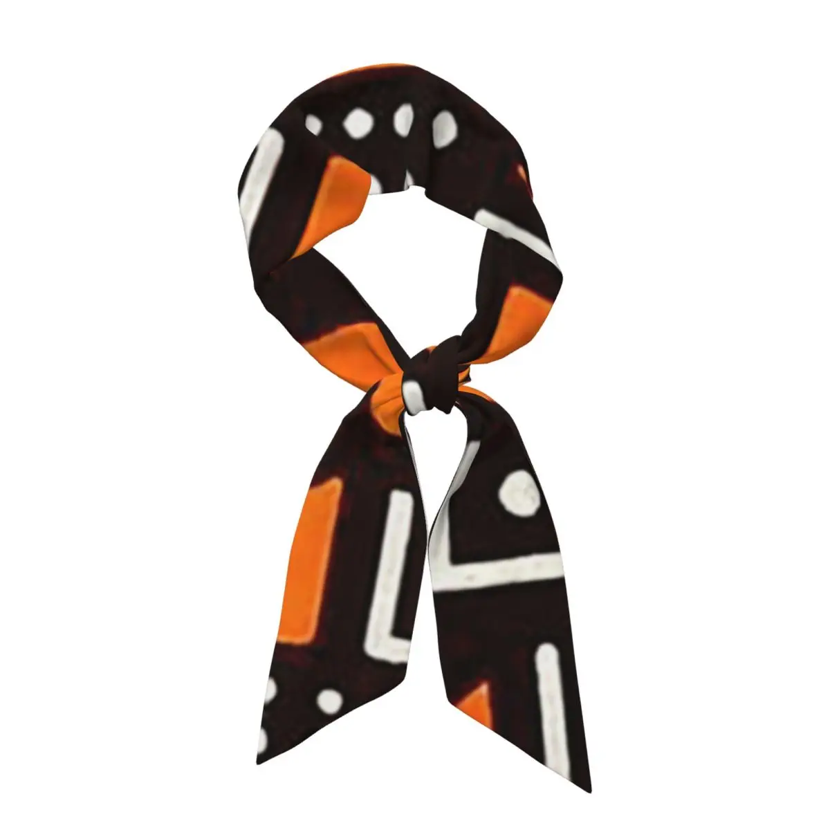 African Bogolan Africa Ethnic Tribal Art  Women Long Narrow Scarf Silky Skinny Scarf Multi-use Neck Head Wrap for