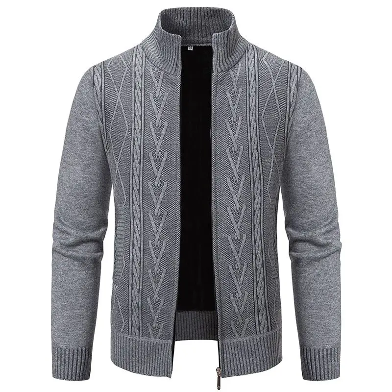 Velvet Thickened Cardigan Jacket Sweater for Men Autumn and Winter Loose Knitted Tops