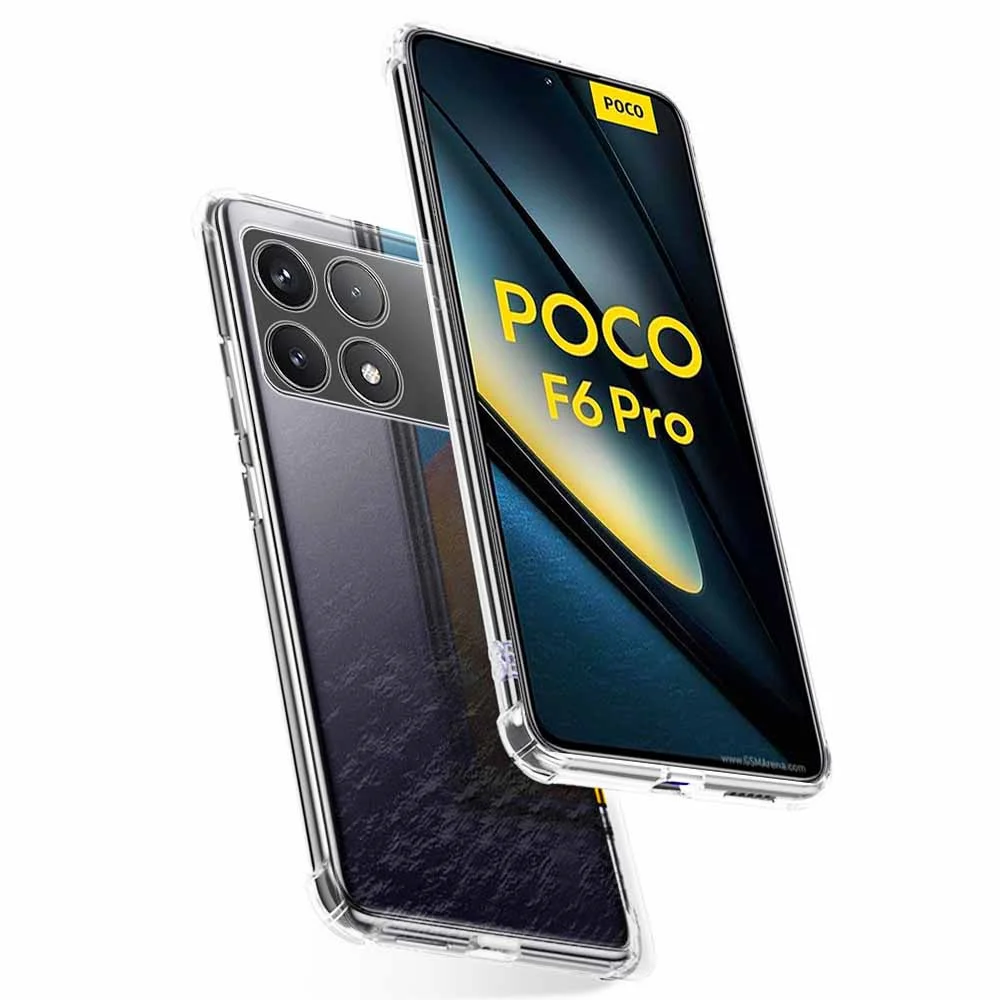 حافظة PocoF6Pro 3In1 لعدسة الكاميرا واقي للشاشة من الزجاج المقسى وغطاء ناعم من البولي يوريثان الشفاف لهاتف Xiaomi Poco F6 Pro F6Pro PocoF6 Pro