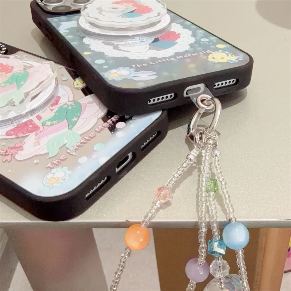 Cute Cartoon Mermaid Magnetic Phone Case for Samsung Galaxy S24 S23 Ultra S25 Plus S26 Cover With Magsafe Stand Chain Kawaii Cas view 6
