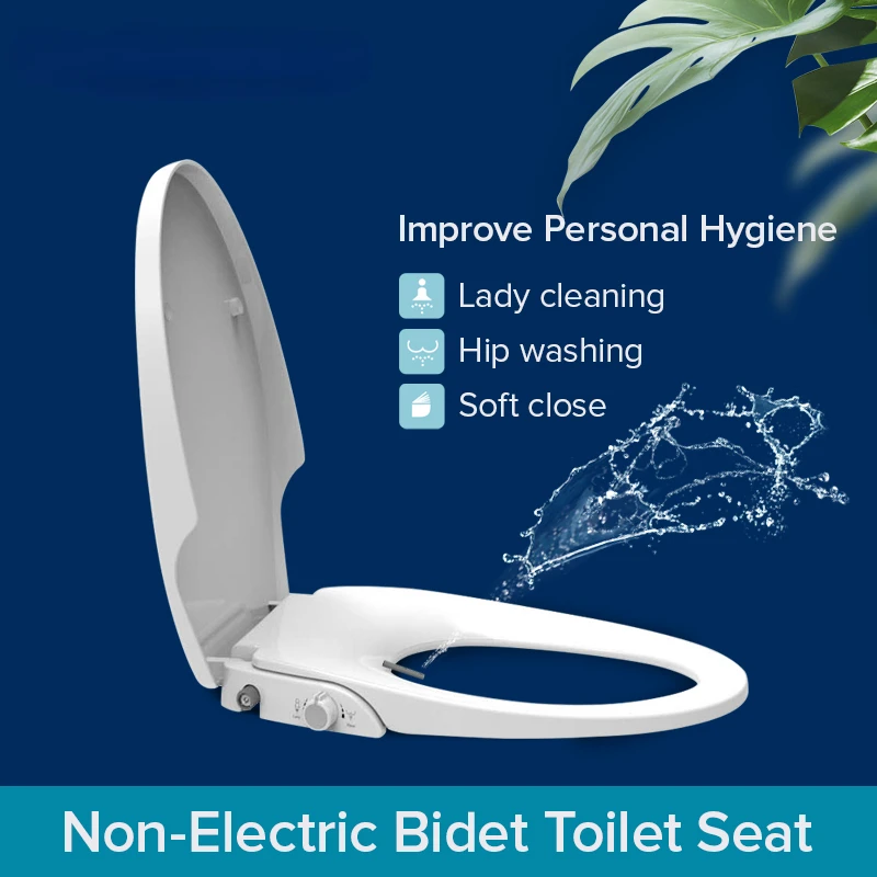 Bidet Toilet Seat Cover Self-cleaning Dual Nozzles Manual Toilet Bidet Seat Cover for Hygiene V Shape Bidet Cover  Toilet Seat