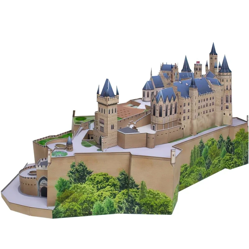 Germania Hohenzollern Castello 3D Modello di carta Casa Papercraft Arte fai da te Origami Edificio Adolescenti Giocattoli artigianali fatti a mano per adulti QD-173