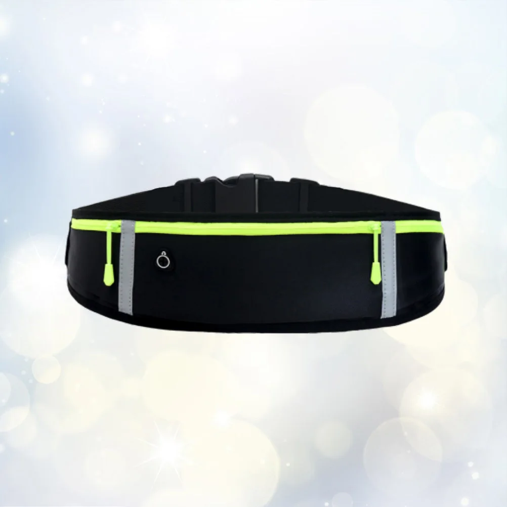 Black Ultra-Thin Marathon Waist Belt Adjustable Waterproof Reflective Strips Sports Pouch for Running Hiking Traveling Fitness
