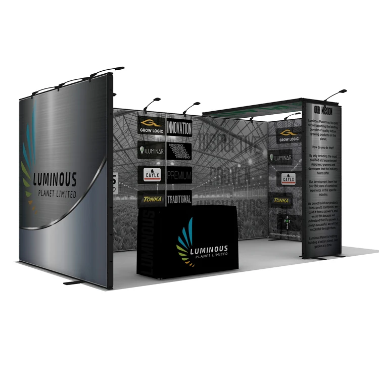 La cabina de comercio Modular de 10x20 pies muestra una fácil instalación de aluminio para cabina de exposición de 3x6m