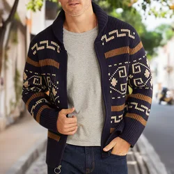 Men's Winter Cardigan Sweater 2025 New Fashion Male Knitwear Autumn Turn-down Collar Knitted Coats Men Sweaters Clothing SY0013