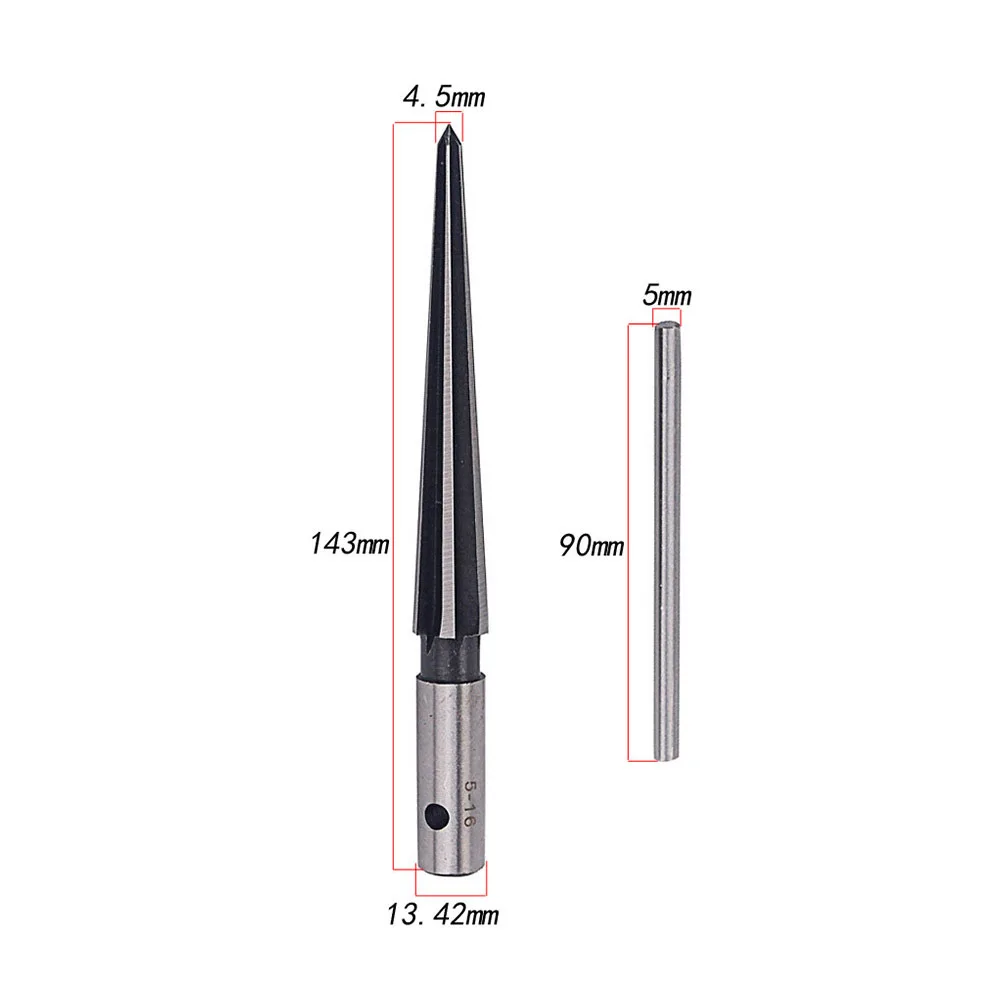 

6 Fluted T Handle Reamer High Grade Steel Wood Taper Hole Chamfering Tool For Guitar Bridge Endpins Luthier Woodworking Silver