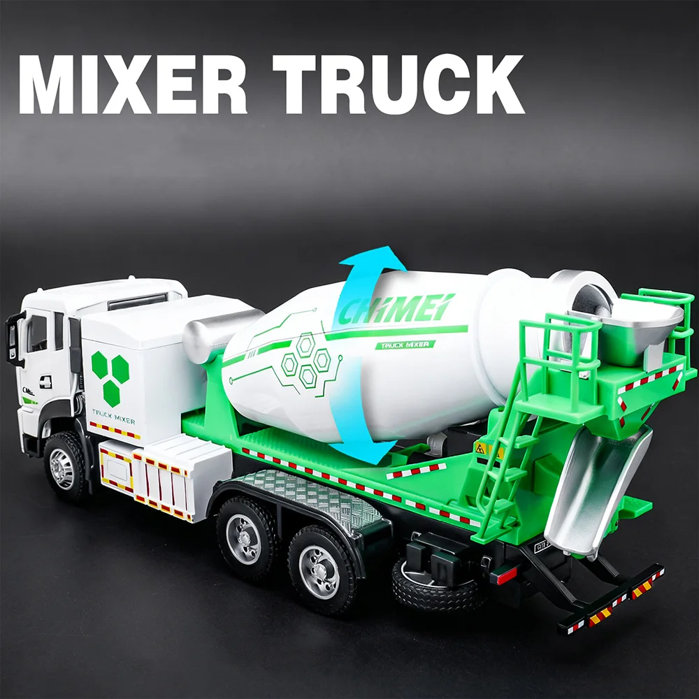 1:32 liga de concreto misturador caminhão recipiente caminhões transporte diecast modelos brinquedos portas carro aberto som luz puxar para trás crianças presentes
