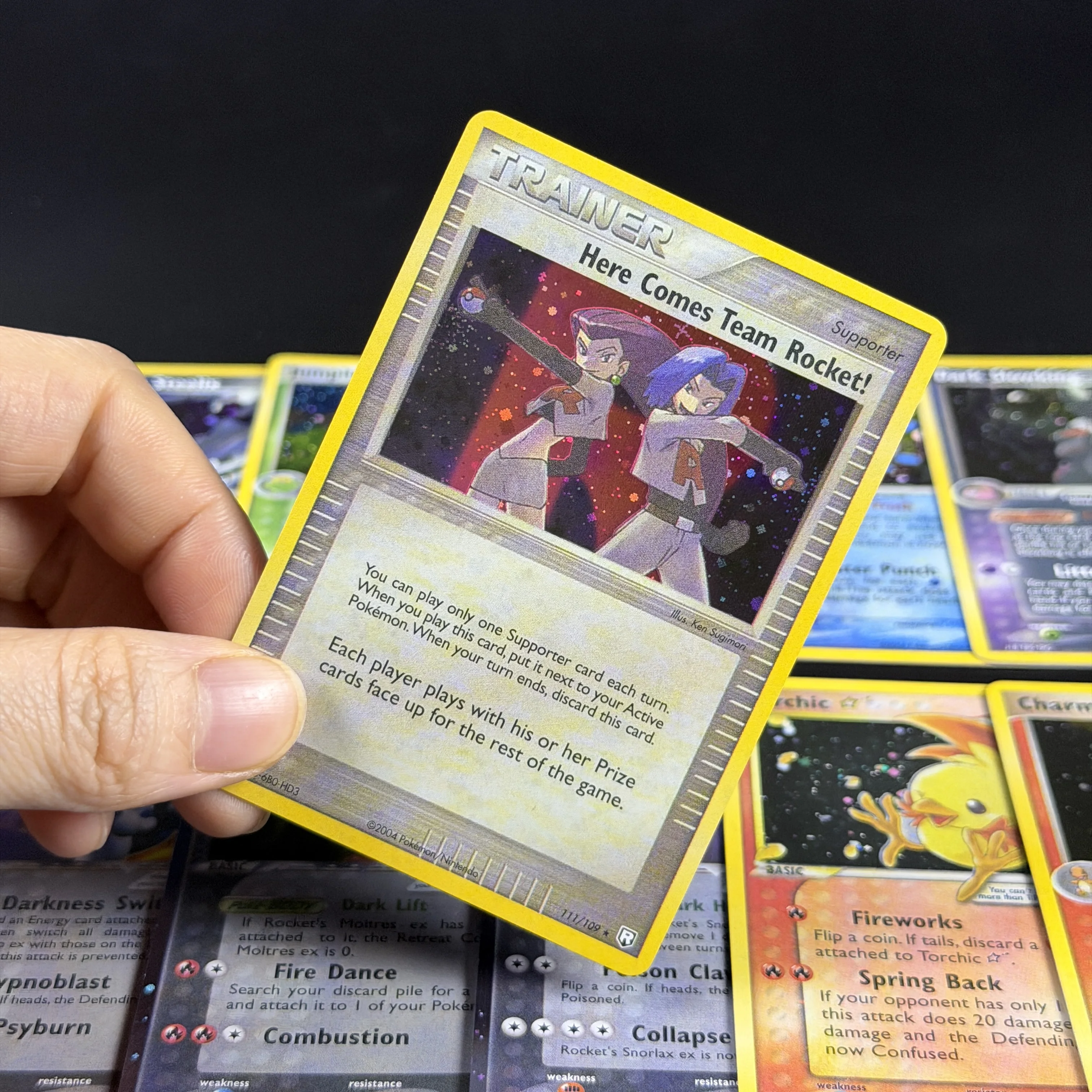 PTCG Pocket EX Team Rocket Returns-TR Gold Star Cosmos Holo Torchic Treecko Dark Crobat Charmeleon Zapdos Proxy Collectible Card