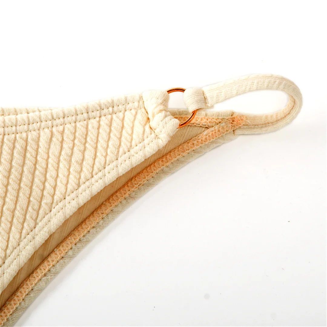 Gerippter Metallring-Bikini, zweiteiliger Damen-Badeanzug, Damen-Badebekleidung, hoch geschnittene Beine, gepolsterter Badeanzug, Badeanzug, Schwimmkleidung V7120 – Detail 9